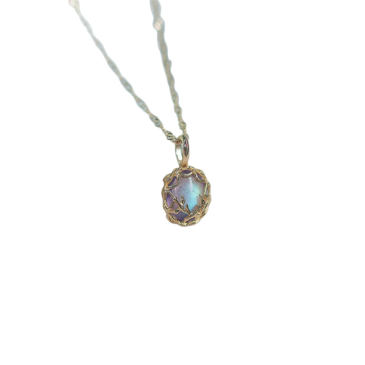 Wholesale Retro Doublesided Swallow Pendant 925 Sterling Silver Goldplated Natural Amethyst Clavicle Chain With Animal And Zodiac Patterns Set With Gemstones - Image 5