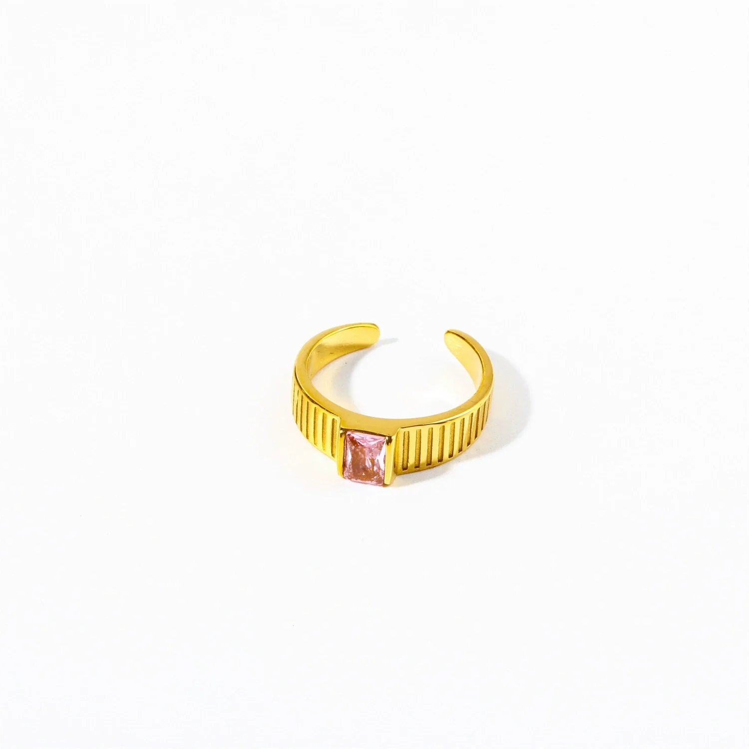 Wholesale Retro Emerald Zircon Cz Geometric Stainless Steel Electroplated Ring For Women - Image 10