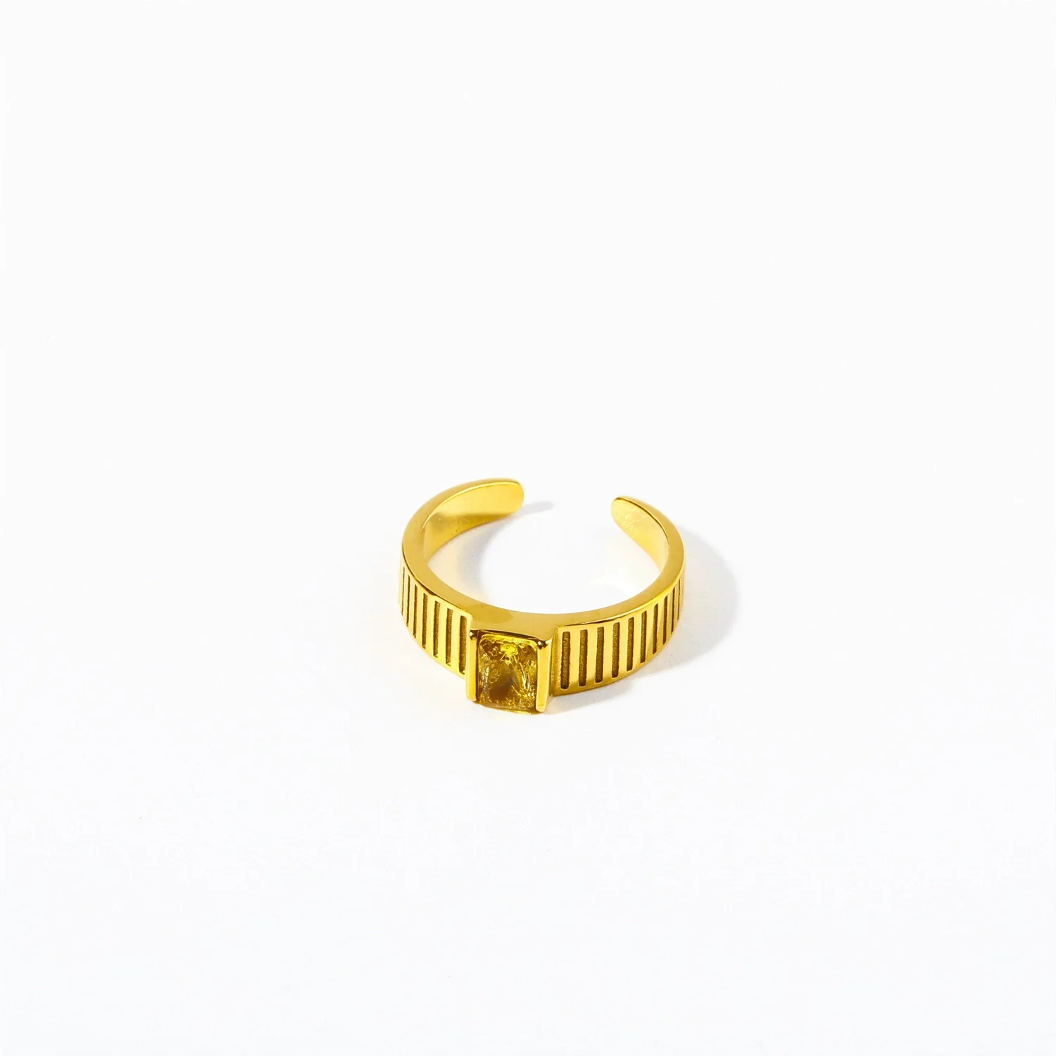Wholesale Retro Emerald Zircon Cz Geometric Stainless Steel Electroplated Ring For Women - Image 11