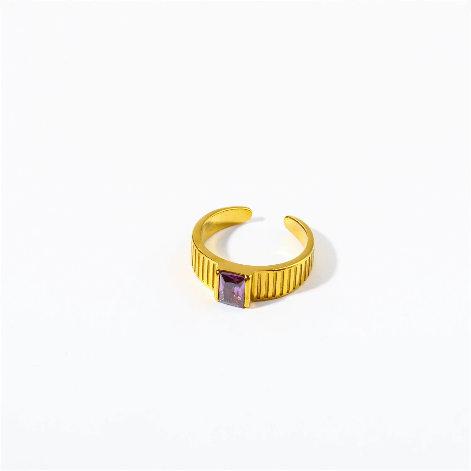 Wholesale Retro Emerald Zircon Cz Geometric Stainless Steel Electroplated Ring For Women - Image 6