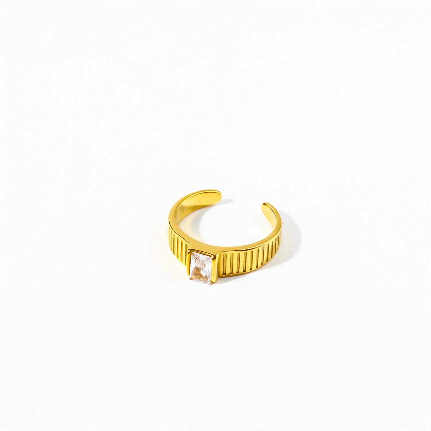 Wholesale Retro Emerald Zircon Cz Geometric Stainless Steel Electroplated Ring For Women - Image 8