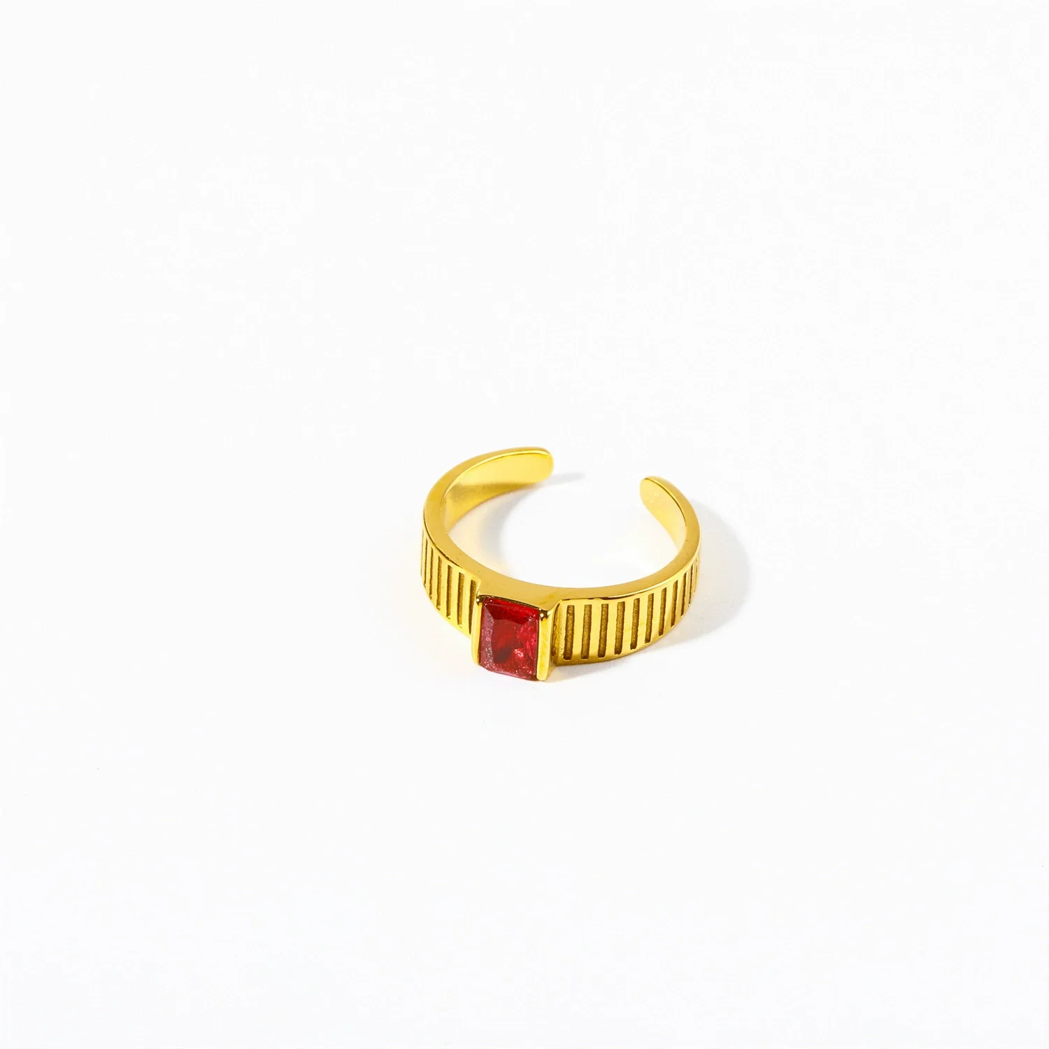 Wholesale Retro Emerald Zircon Cz Geometric Stainless Steel Electroplated Ring For Women - Image 9