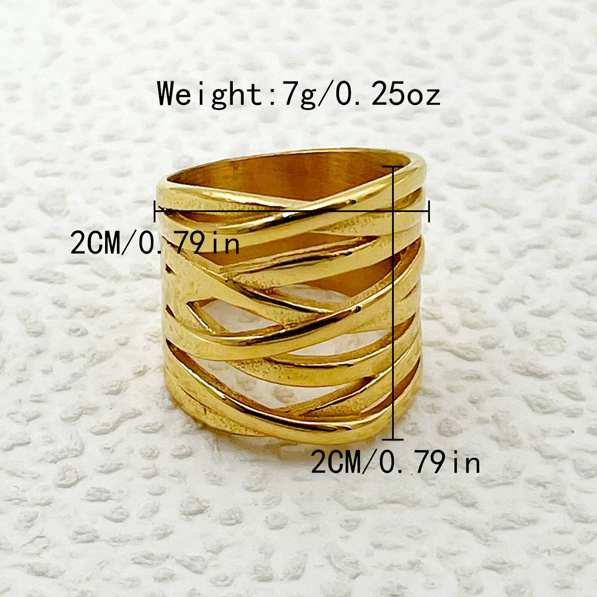 Wholesale Retro Fashion Stainless Steel Zircon Ring With Cross Winding Twist Design And Electroplating Treatment - Image 7