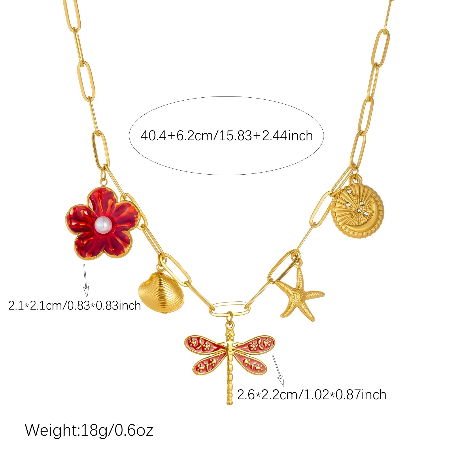 Wholesale Retro Floral Goldplated Stainless Steel Dragonfly Starfish And Butterfly Insect Pendant Jewelry Set For Women - Image 5