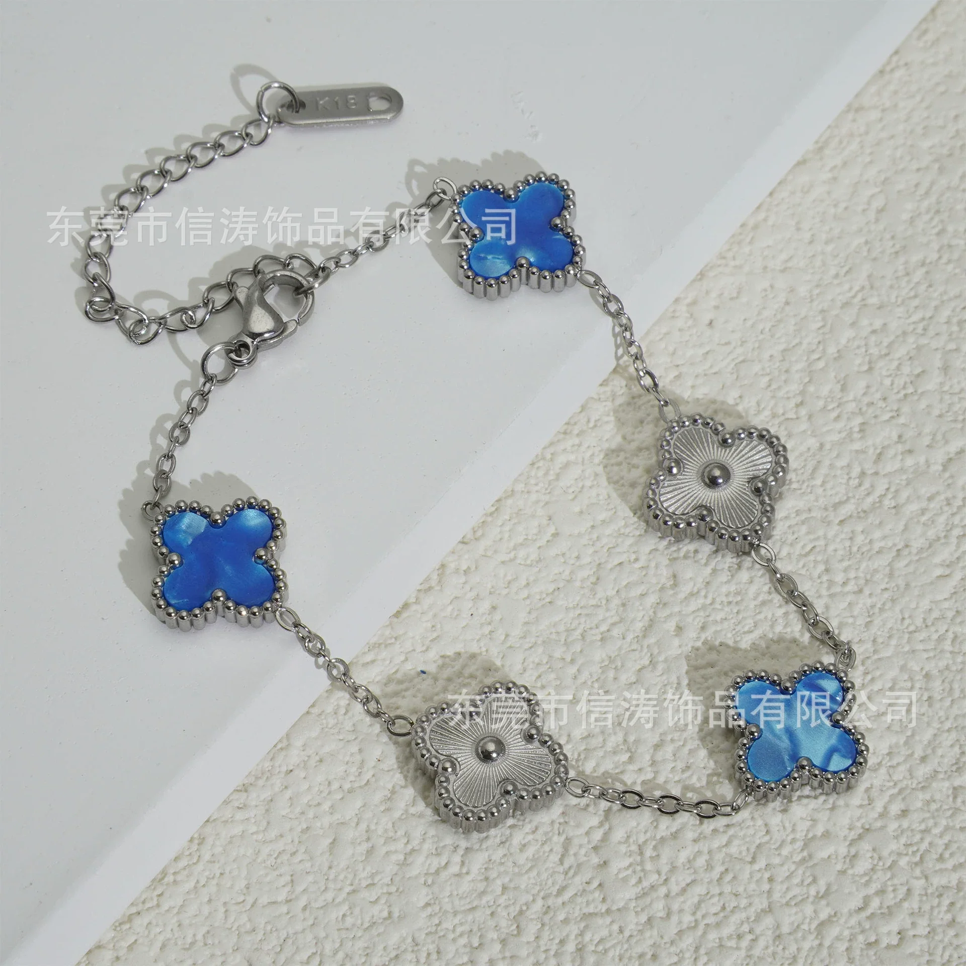 Wholesale Retro Floral Stainless Steel 18K Gold Plated Lucky Clover Bracelet For Men And Women - Image 28