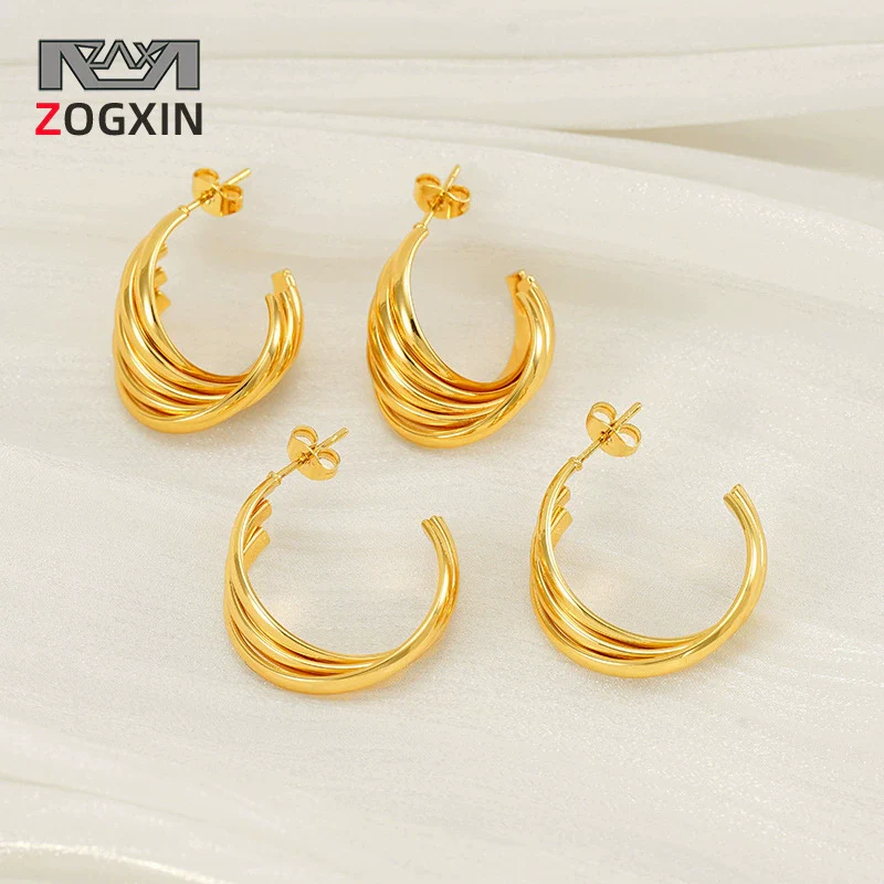 Wholesale Retro Geometric 316L Stainless Steel Earrings 18K Gold Plated