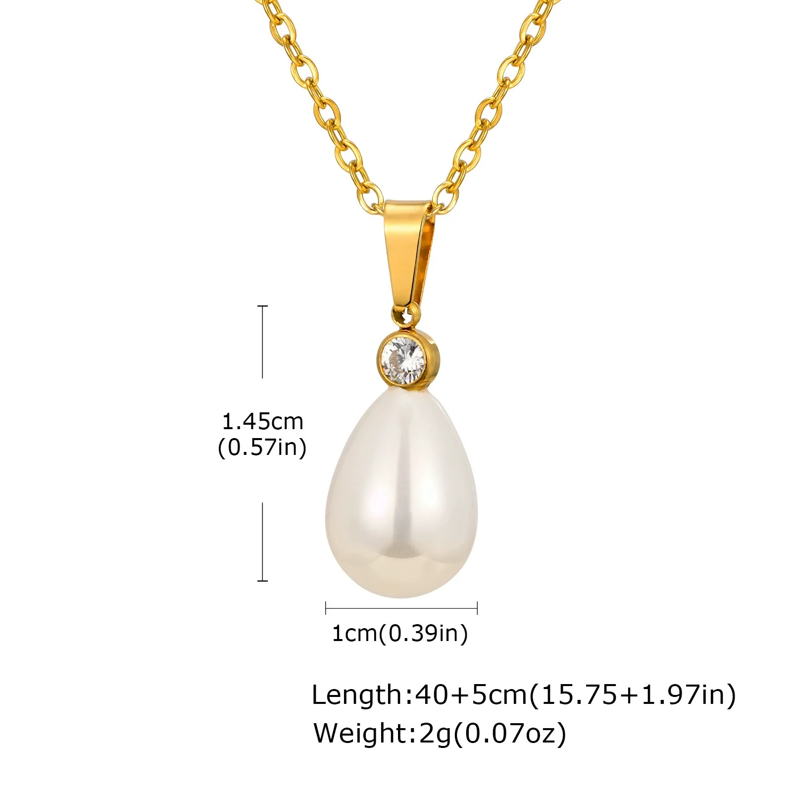 Wholesale Retro Highend Titanium Steel Artificial Pearl Dropshaped Pendant Necklace Clavicle Chain With Electroplating - Image 6