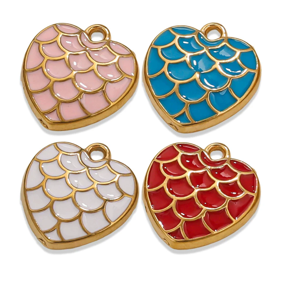 Wholesale Retro Love Shape Stainless Steel Pendant With Dragon Scale Corrugated Design And Electroplating Treatment - Image 5