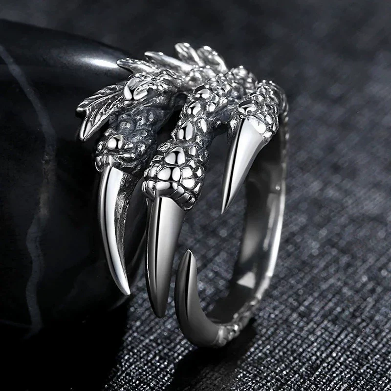 Wholesale Retro Metal Ring With Dragon Claw And Eagle Claw Animal Patterns Electroplated - Image 2