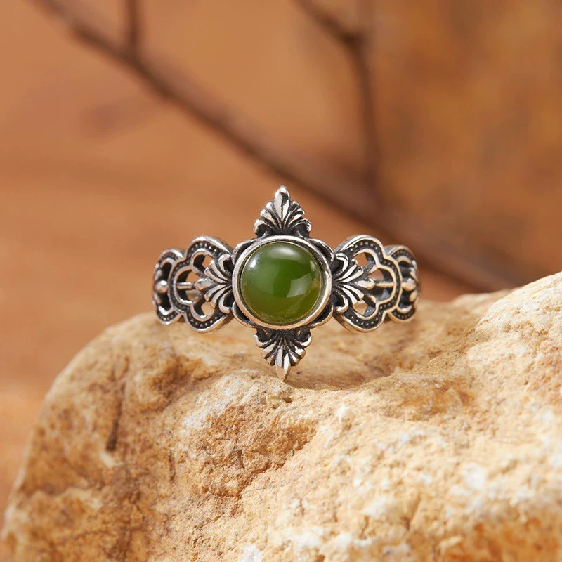 Wholesale Retro Silver Ring Set With Gemstones For Female - Image 4