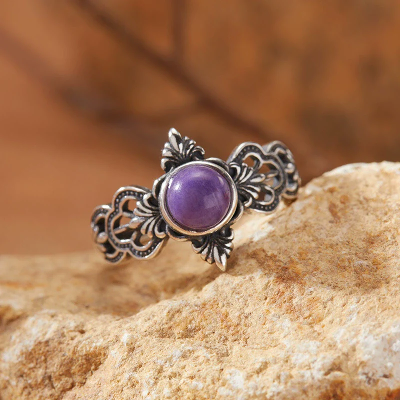Wholesale Retro Silver Ring Set With Gemstones For Female - Image 8