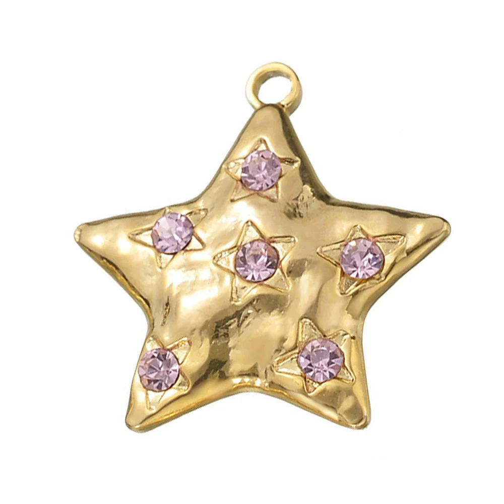 Wholesale Retro Stainless Steel Star Diamond Handmade Jewelry Accessories Pendant With Electroplating - Image 8
