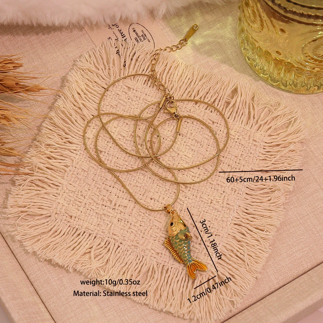 Wholesale Retro Stereo Koi Animal Zodiac Pattern Stainless Steel Pendant Necklace Accessories - Image 11