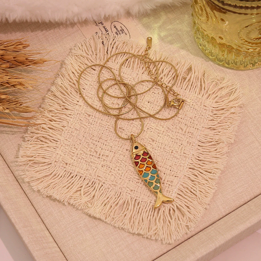Wholesale Retro Stereo Koi Animal Zodiac Pattern Stainless Steel Pendant Necklace Accessories - Image 2