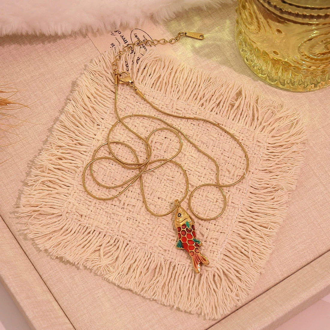 Wholesale Retro Stereo Koi Animal Zodiac Pattern Stainless Steel Pendant Necklace Accessories - Image 4