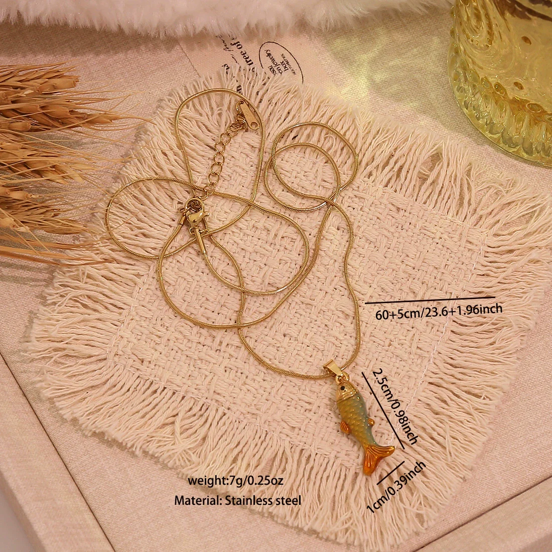 Wholesale Retro Stereo Koi Animal Zodiac Pattern Stainless Steel Pendant Necklace Accessories - Image 6