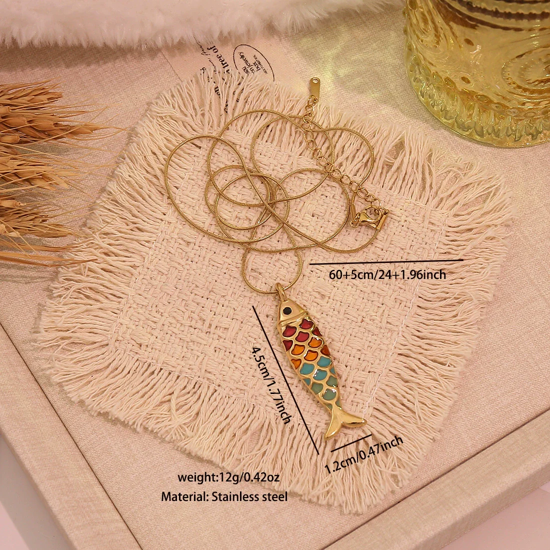 Wholesale Retro Stereo Koi Animal Zodiac Pattern Stainless Steel Pendant Necklace Accessories - Image 8