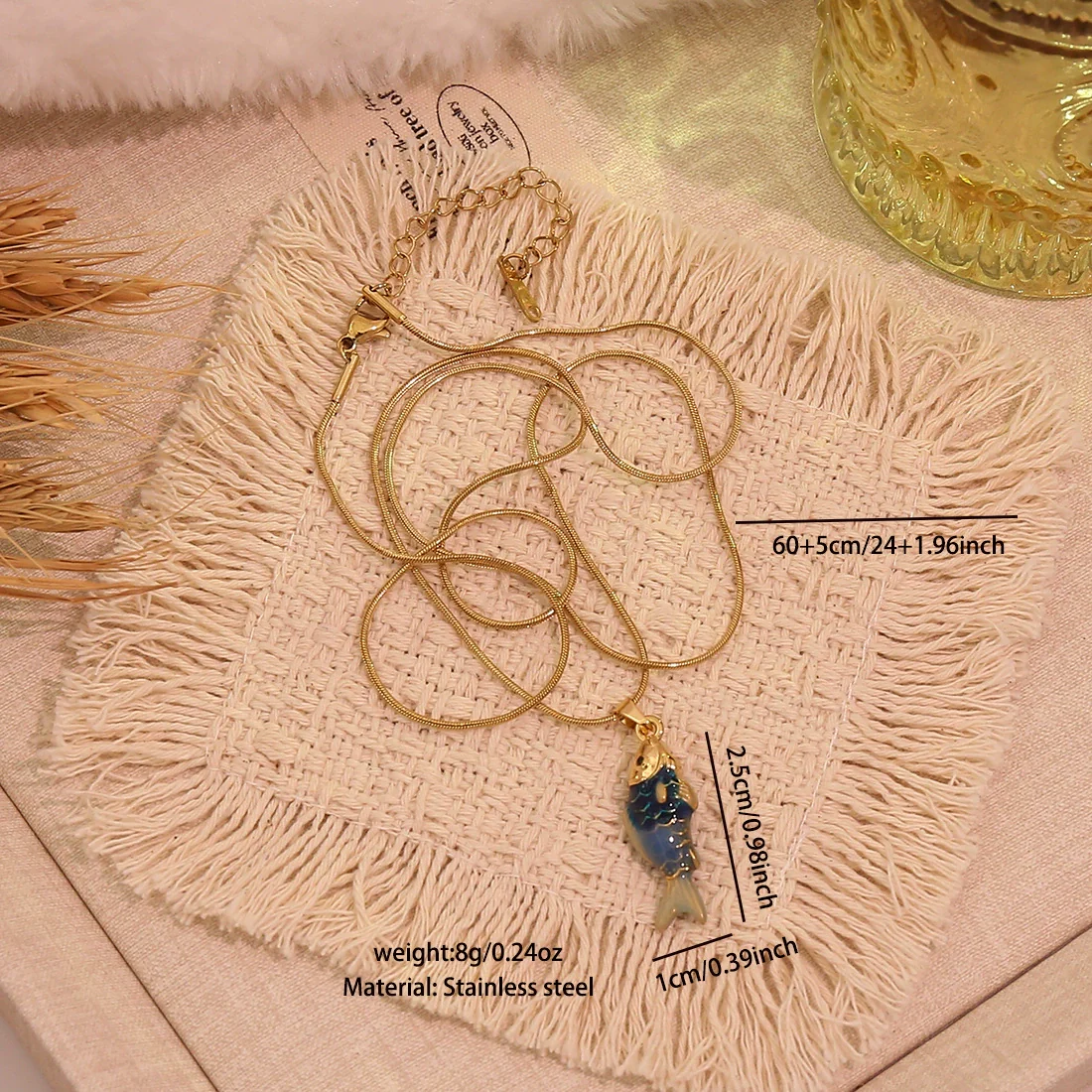 Wholesale Retro Stereo Koi Animal Zodiac Pattern Stainless Steel Pendant Necklace Accessories - Image 9
