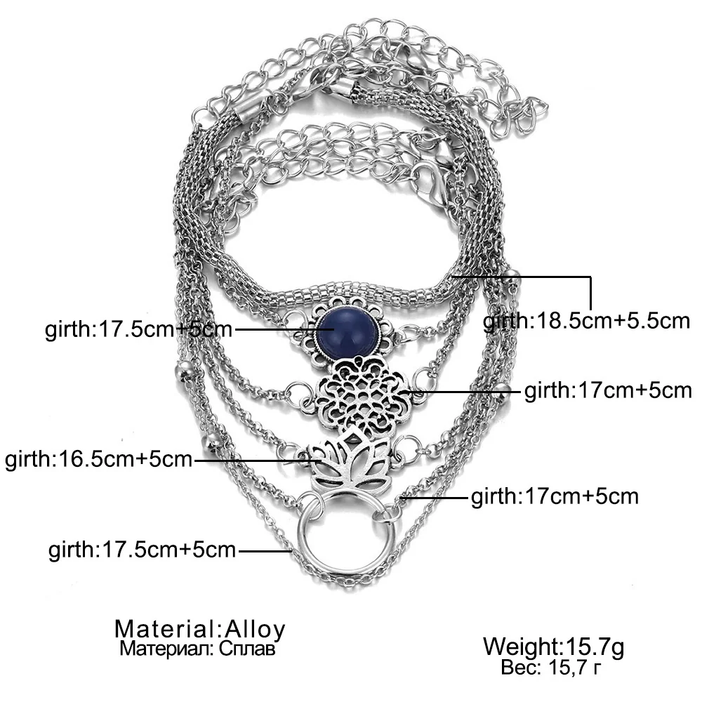Wholesale Retro Style Geometric Alloy Bracelet Set With Electroplating Processing - Image 2