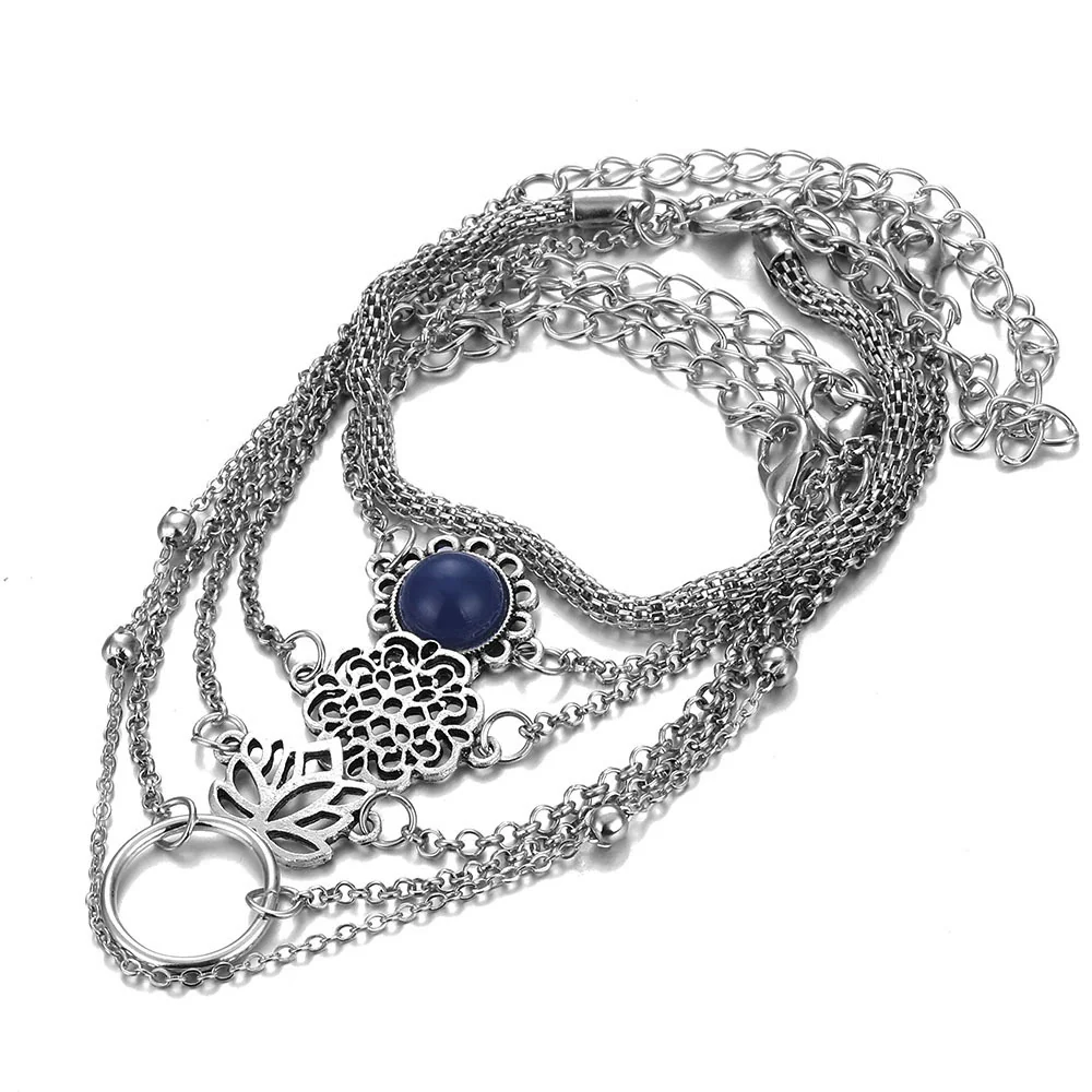Wholesale Retro Style Geometric Alloy Bracelet Set With Electroplating Processing - Image 3
