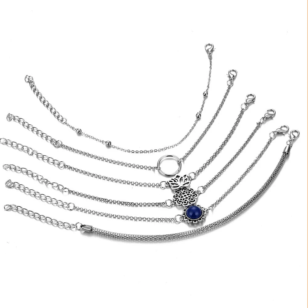 Wholesale Retro Style Geometric Alloy Bracelet Set With Electroplating Processing - Image 4