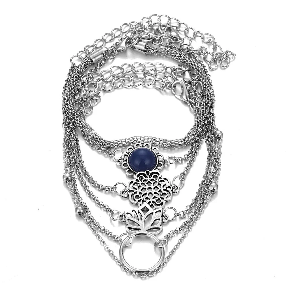 Wholesale Retro Style Geometric Alloy Bracelet Set With Electroplating Processing - Image 5