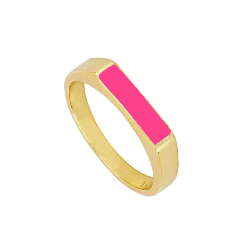 Wholesale Retro Style Geometric Copper Ring For Women With Epoxy And Enamel Electroplating - Image 11