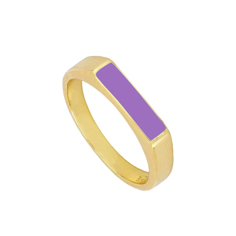 Wholesale Retro Style Geometric Copper Ring For Women With Epoxy And Enamel Electroplating - Image 5