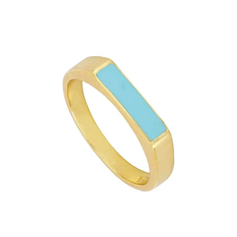 Wholesale Retro Style Geometric Copper Ring For Women With Epoxy And Enamel Electroplating - Image 6