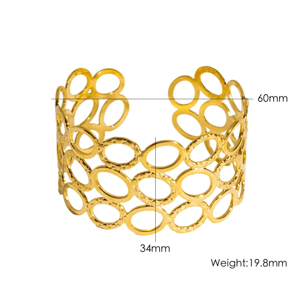 Wholesale Retro Texture Stainless Steel Electroplated Vacuum In Furnace Ins Style Geometric Bracelet - Image 5