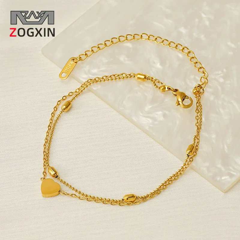 Wholesale Retro Women's 316L Stainless Steel Heart Anklet Jewelry