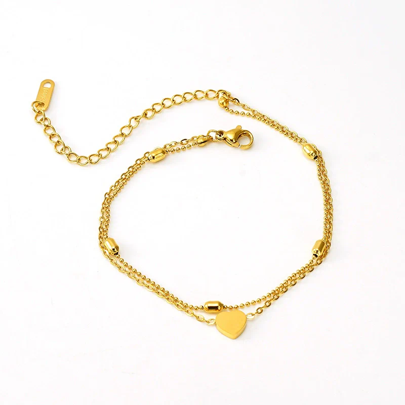 Wholesale Retro Women's 316L Stainless Steel Heart Anklet Jewelry - Image 5