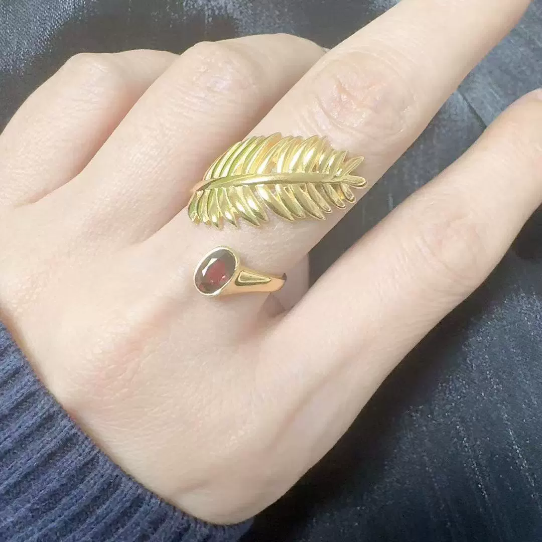 Wholesale Ring 925 Sterling Silver 18K Gold Plated Leaf Pattern Retro Style - Image 3