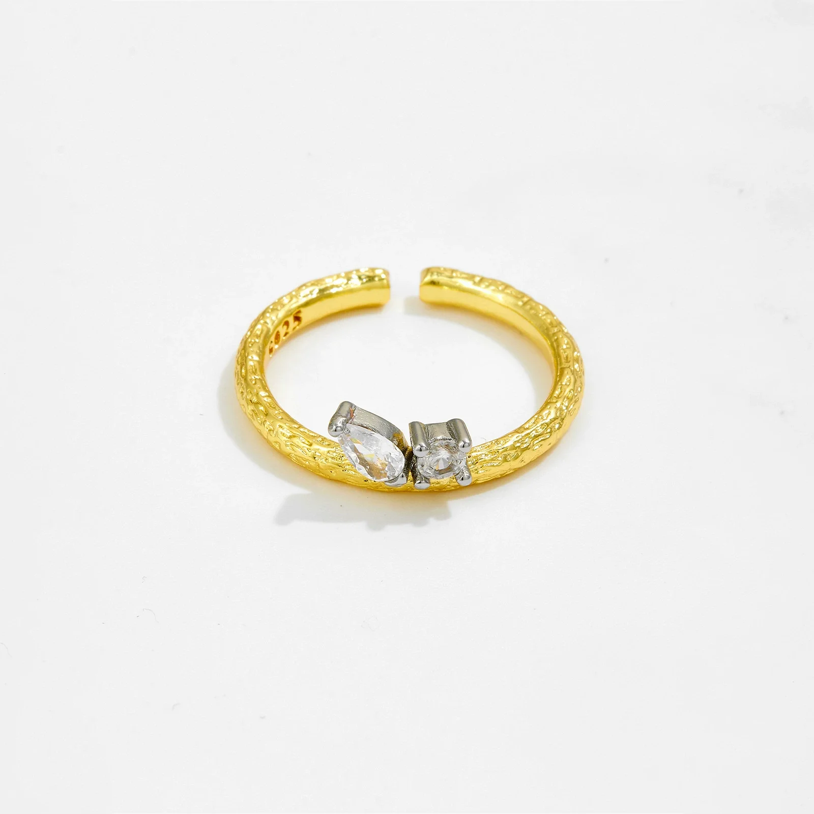 Wholesale Ring Copper 18K Gold Electroplated Geometric Style Adjustable Finger Ring