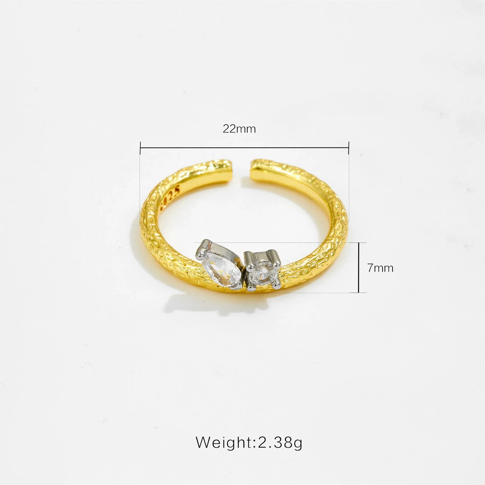 Wholesale Ring Copper 18K Gold Electroplated Geometric Style Adjustable Finger Ring - Image 2