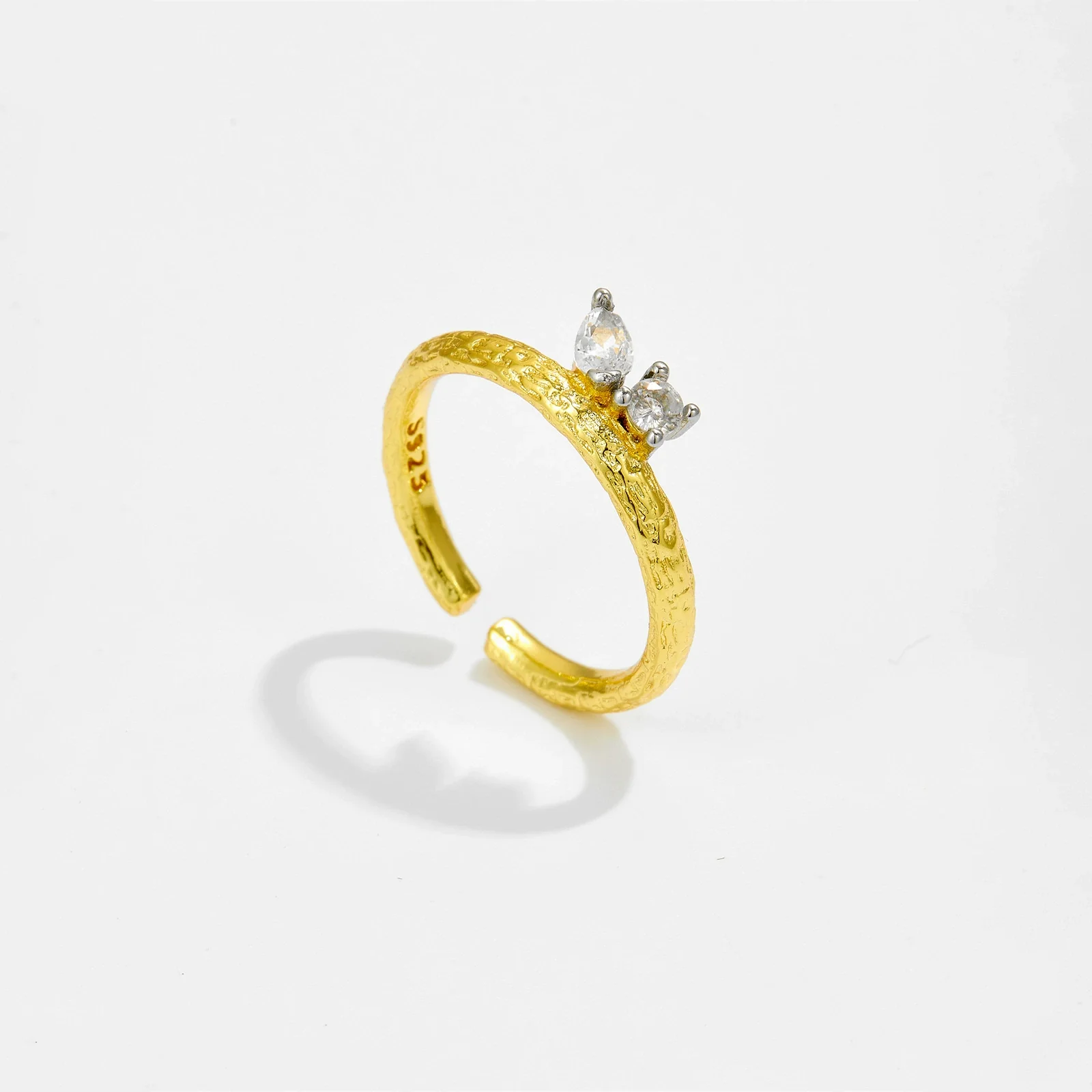 Wholesale Ring Copper 18K Gold Electroplated Geometric Style Adjustable Finger Ring - Image 3