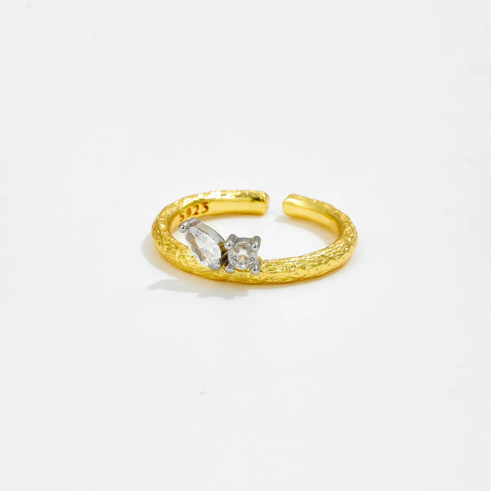 Wholesale Ring Copper 18K Gold Electroplated Geometric Style Adjustable Finger Ring - Image 4