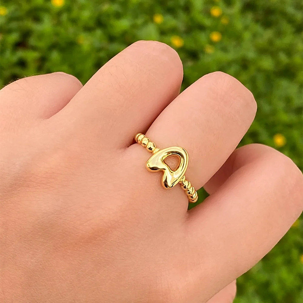 Wholesale Ring Copper Electroplated English Letter Jewelry - Image 2
