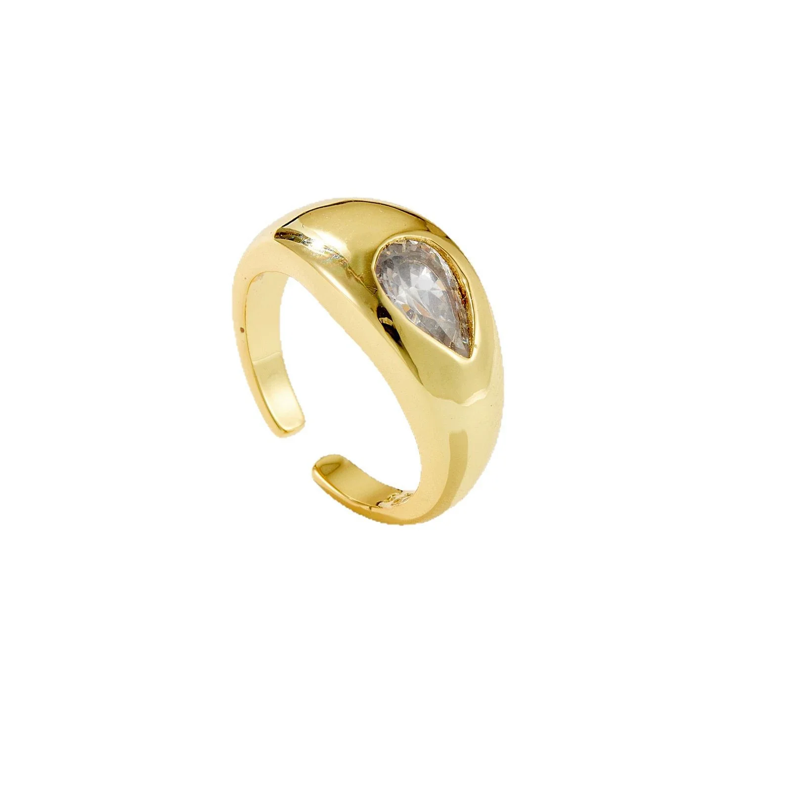 Wholesale Ring Copper Electroplated Platinum 18K Gold Water Drop Microinlaid Zircon Fashion Geometric Style - Image 5