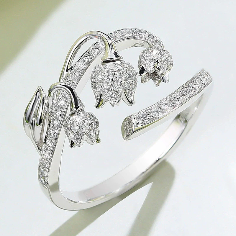 Wholesale Ring Copper Flower Zircon Design