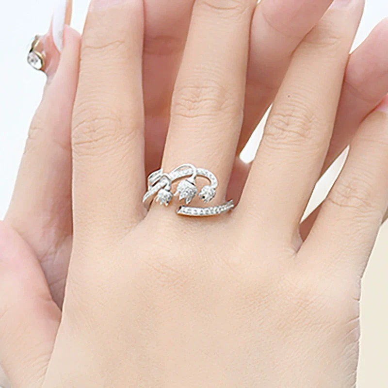 Wholesale Ring Copper Flower Zircon Design - Image 4