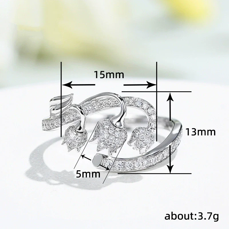 Wholesale Ring Copper Flower Zircon Design - Image 5