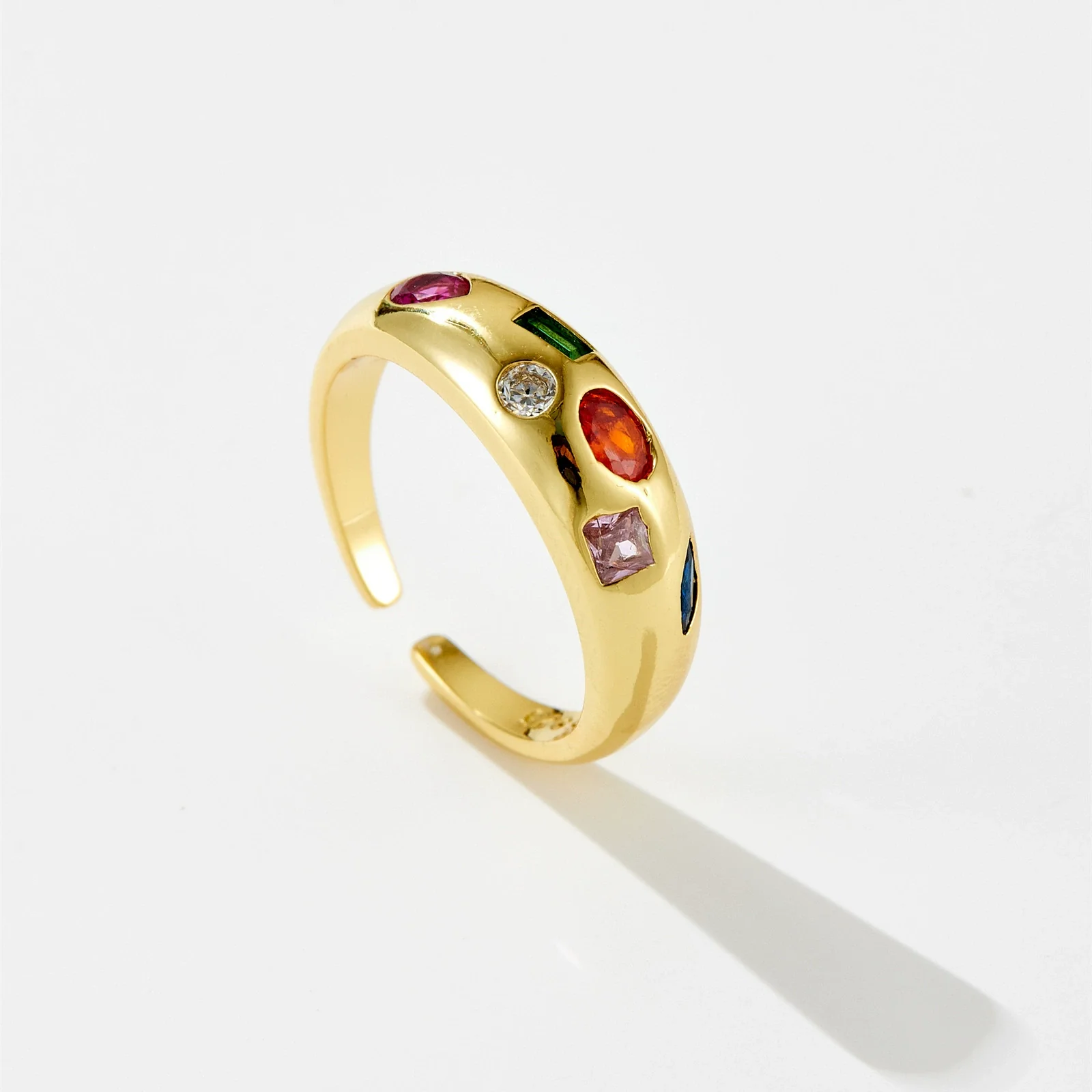 Wholesale Ring Copper Geometric Irregular Electroplated With Platinum And 18K Gold Fashion Unisex