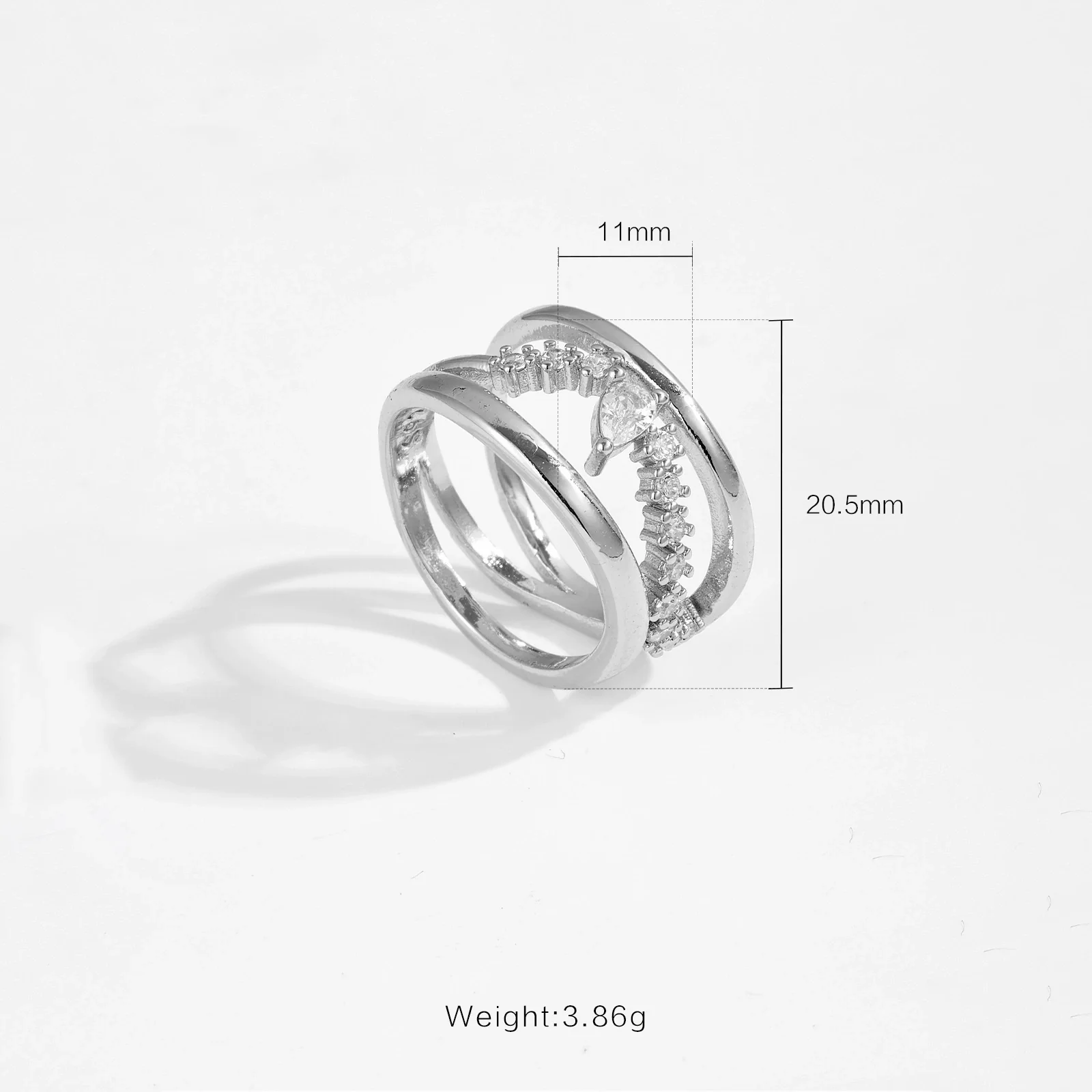 Wholesale Ring Copper Geometric Microinlaid Zircon Electroplated Platinum 18K Gold Fashion Allmatch Stacked For Women - Image 2
