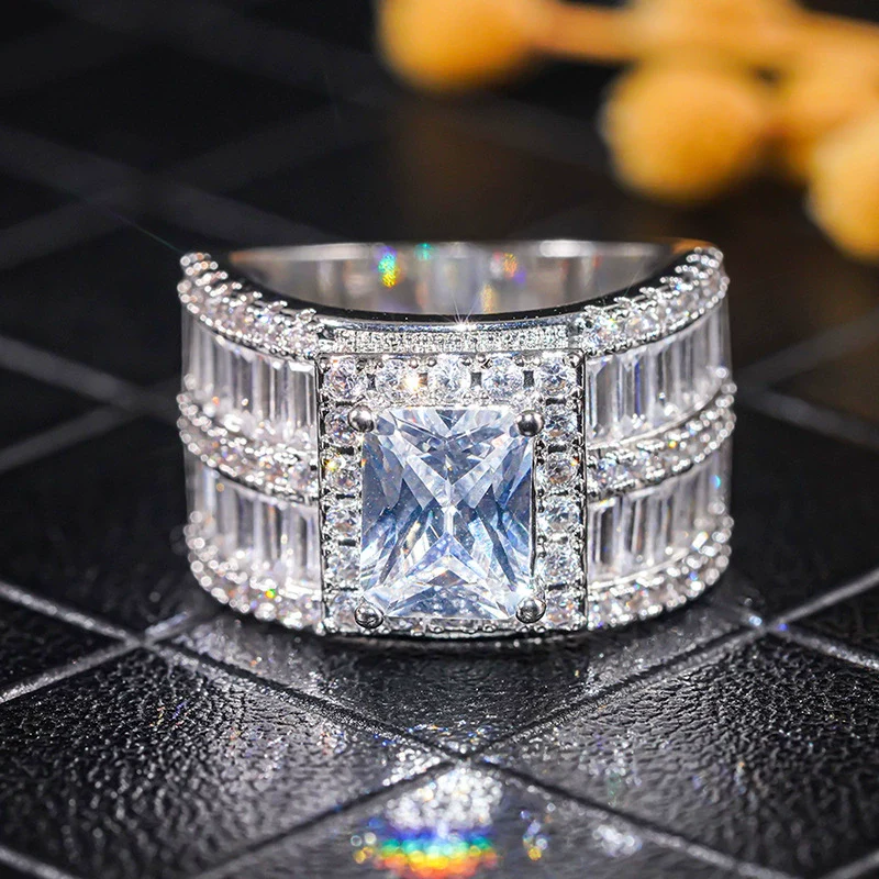 Wholesale Ring Copper Geometric Square High Luxury Set With Zirconia For Women - Image 3