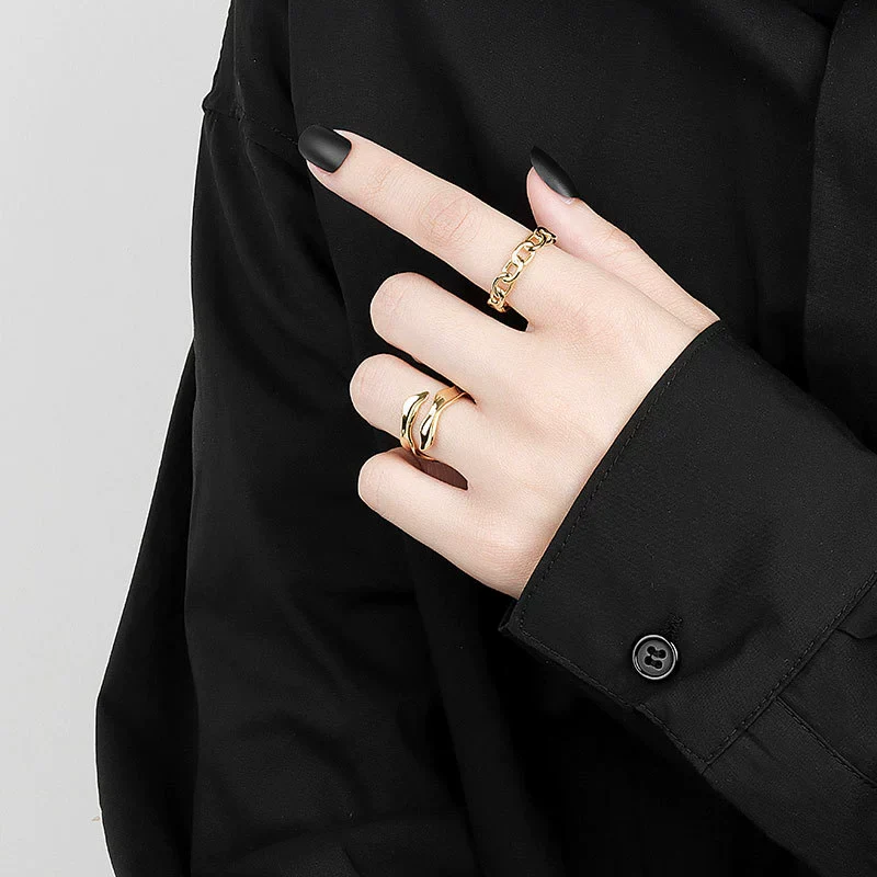 Wholesale Ring Copper Geometric Titanium Steel 18K Gold Plated Electroplating Minimalist Light Luxury Style For Women - Image 2