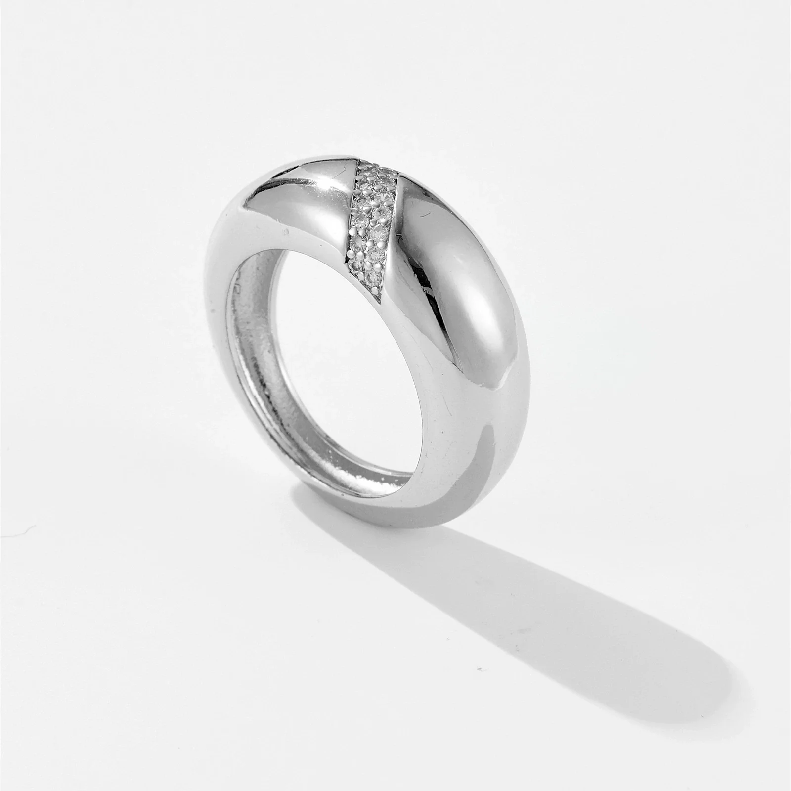 Wholesale Ring Copper Microinlaid Zircon Fashion Classic Geometric Joker Design Electroplated For Women - Image 6