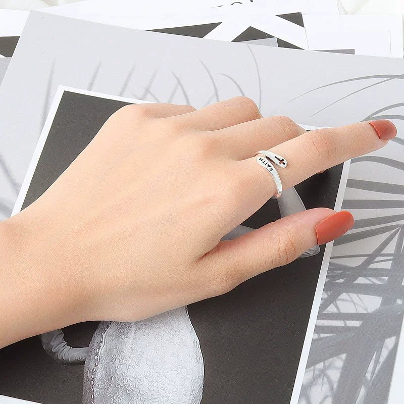 Wholesale Ring Copper Retro Style Doublelayer Open Ring With Letters Numbers Text Electroplating For Women And Men - Image 4