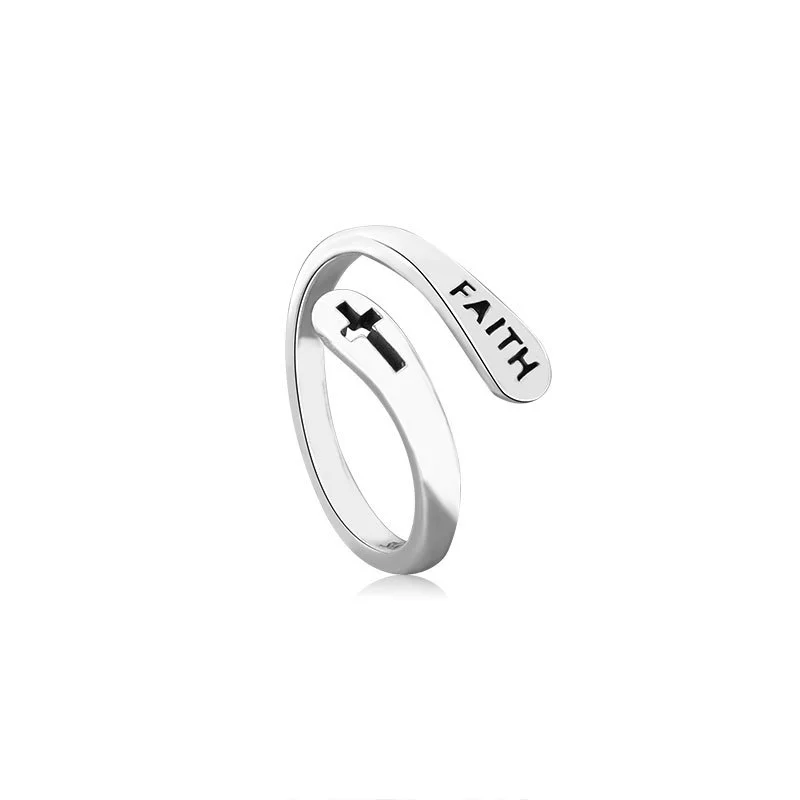 Wholesale Ring Copper Retro Style Doublelayer Open Ring With Letters Numbers Text Electroplating For Women And Men - Image 5