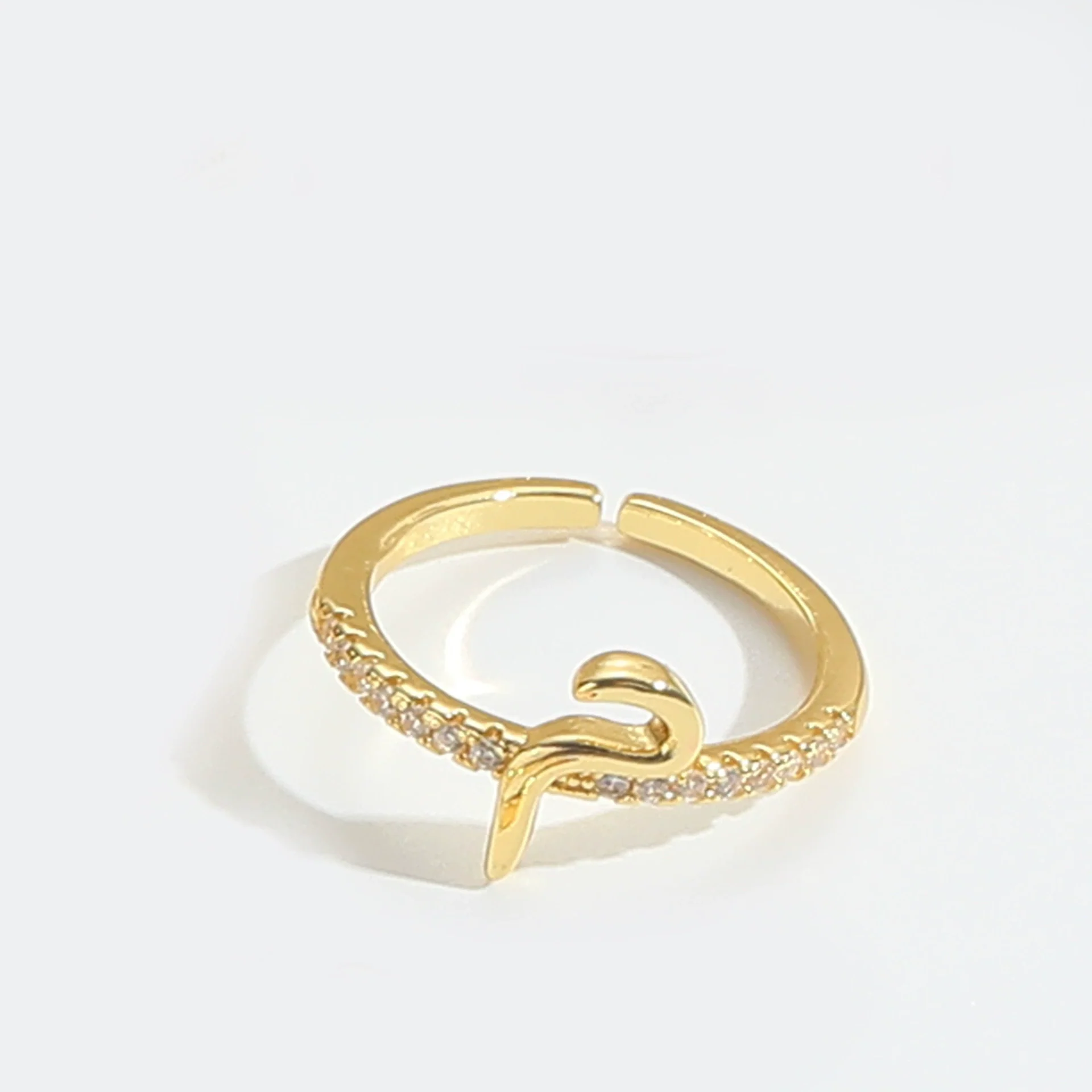 Wholesale Ring Copper Simple Letter Style Electroplating Inlaid With Zircon - Image 10